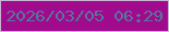 文字の大きさ：3、枠の色：cbb3d4、背景の色：a00b8e、文字の色：58759b 無料ブログパーツのブログ時計