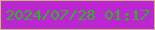 文字の大きさ：5、枠の色：cbb77b、背景の色：bc26d0、文字の色：2ab71e 無料ブログパーツのブログ時計