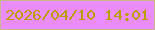 文字の大きさ：3、枠の色：cbb78c、背景の色：eb8cfc、文字の色：b89f02 無料ブログパーツのブログ時計