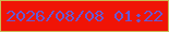文字の大きさ：2、枠の色：cbba55、背景の色：f01406、文字の色：6759d2 無料ブログパーツのブログ時計