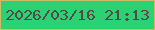 文字の大きさ：2、枠の色：cbbd66、背景の色：2bd274、文字の色：564749 無料ブログパーツのブログ時計