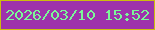 文字の大きさ：4、枠の色：cbbe0e、背景の色：9e32ac、文字の色：7bf898 無料ブログパーツのブログ時計