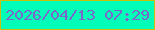 文字の大きさ：1、枠の色：cbc009、背景の色：01fdb7、文字の色：7d66ca 無料ブログパーツのブログ時計
