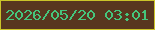 文字の大きさ：5、枠の色：cbc429、背景の色：58361f、文字の色：45c57c 無料ブログパーツのブログ時計
