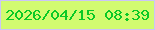 文字の大きさ：5、枠の色：cbc5f7、背景の色：d2fb70、文字の色：0ac926 無料ブログパーツのブログ時計
