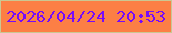 文字の大きさ：5、枠の色：cbc792、背景の色：fc7f45、文字の色：760cf9 無料ブログパーツのブログ時計