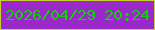 文字の大きさ：1、枠の色：cbcd33、背景の色：9929c9、文字の色：14d00c 無料ブログパーツのブログ時計