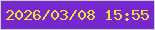 文字の大きさ：5、枠の色：cbcfd1、背景の色：7826ce、文字の色：ece434 無料ブログパーツのブログ時計