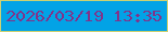 文字の大きさ：5、枠の色：cbd173、背景の色：02a3e6、文字の色：81338a 無料ブログパーツのブログ時計