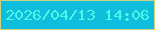 文字の大きさ：4、枠の色：cbd382、背景の色：0fbddc、文字の色：4df8e7 無料ブログパーツのブログ時計