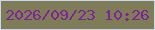 文字の大きさ：3、枠の色：cbd5ef、背景の色：7f7d57、文字の色：7d2498 無料ブログパーツのブログ時計