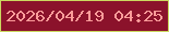文字の大きさ：5、枠の色：cbd85f、背景の色：8b122b、文字の色：fd9c9a 無料ブログパーツのブログ時計