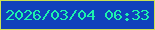 文字の大きさ：3、枠の色：cbe153、背景の色：1041bc、文字の色：1cf1ae 無料ブログパーツのブログ時計