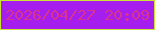 文字の大きさ：2、枠の色：cbe335、背景の色：a61eee、文字の色：d8338d 無料ブログパーツのブログ時計