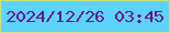 文字の大きさ：4、枠の色：cbe37c、背景の色：5ed3f9、文字の色：661495 無料ブログパーツのブログ時計