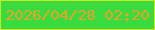 文字の大きさ：1、枠の色：cbe722、背景の色：39db3e、文字の色：e9a328 無料ブログパーツのブログ時計