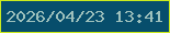 文字の大きさ：5、枠の色：cbea1e、背景の色：074e6c、文字の色：9dc0bc 無料ブログパーツのブログ時計