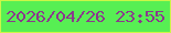 文字の大きさ：3、枠の色：cbf647、背景の色：57ef53、文字の色：8b398c 無料ブログパーツのブログ時計