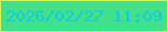 文字の大きさ：1、枠の色：cbf762、背景の色：42e08a、文字の色：11cae6 無料ブログパーツのブログ時計