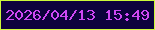 文字の大きさ：2、枠の色：cbfa39、背景の色：0d033d、文字の色：cf48f4 無料ブログパーツのブログ時計