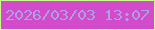 文字の大きさ：1、枠の色：cbfa90、背景の色：d24bcb、文字の色：aba1e4 無料ブログパーツのブログ時計