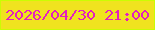 文字の大きさ：2、枠の色：cbfc04、背景の色：f0e31f、文字の色：e321c0 無料ブログパーツのブログ時計