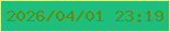 文字の大きさ：5、枠の色：cbfe93、背景の色：1fbe7b、文字の色：5e8c11 無料ブログパーツのブログ時計