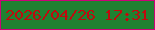 文字の大きさ：1、枠の色：cc0278、背景の色：208131、文字の色：c00a0e 無料ブログパーツのブログ時計