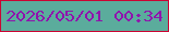 文字の大きさ：4、枠の色：cc0433、背景の色：5bac9c、文字の色：9013ad 無料ブログパーツのブログ時計