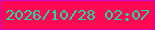 文字の大きさ：1、枠の色：cc08c7、背景の色：fd0853、文字の色：13e0a1 無料ブログパーツのブログ時計