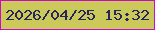文字の大きさ：5、枠の色：cc09cb、背景の色：cbc95a、文字の色：28255d 無料ブログパーツのブログ時計