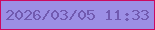 文字の大きさ：5、枠の色：cc0a60、背景の色：9c8fe5、文字の色：715ab0 無料ブログパーツのブログ時計