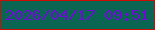 文字の大きさ：2、枠の色：cc0d02、背景の色：0a6652、文字の色：6e0cd6 無料ブログパーツのブログ時計