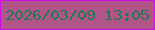 文字の大きさ：4、枠の色：cc0de5、背景の色：b15487、文字の色：1a7d51 無料ブログパーツのブログ時計