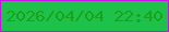 文字の大きさ：5、枠の色：cc0fea、背景の色：1ec149、文字の色：18a31c 無料ブログパーツのブログ時計