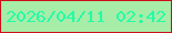 文字の大きさ：4、枠の色：cc101b、背景の色：a7eca7、文字の色：24fba8 無料ブログパーツのブログ時計