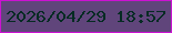 文字の大きさ：5、枠の色：cc12d2、背景の色：60457b、文字の色：052b23 無料ブログパーツのブログ時計