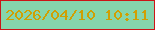 文字の大きさ：2、枠の色：cc1517、背景の色：86d5ac、文字の色：d09f03 無料ブログパーツのブログ時計