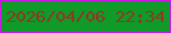 文字の大きさ：2、枠の色：cc18e8、背景の色：109a28、文字の色：933425 無料ブログパーツのブログ時計