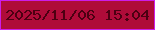 文字の大きさ：2、枠の色：cc1de8、背景の色：af0c39、文字の色：4c0012 無料ブログパーツのブログ時計