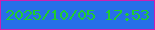 文字の大きさ：4、枠の色：cc1fb1、背景の色：266fe8、文字の色：1fcd2f 無料ブログパーツのブログ時計