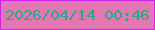 文字の大きさ：2、枠の色：cc23e9、背景の色：e477b1、文字の色：28a97f 無料ブログパーツのブログ時計