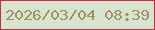 文字の大きさ：4、枠の色：cc2743、背景の色：d7e5d0、文字の色：a88e63 無料ブログパーツのブログ時計