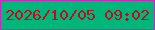 文字の大きさ：5、枠の色：cc27bb、背景の色：00b679、文字の色：c20924 無料ブログパーツのブログ時計