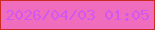 文字の大きさ：4、枠の色：cc2b21、背景の色：f06dbd、文字の色：d257f1 無料ブログパーツのブログ時計