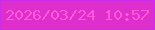 文字の大きさ：1、枠の色：cc2ceb、背景の色：de2ecc、文字の色：fe59dc 無料ブログパーツのブログ時計