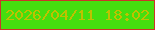 文字の大きさ：4、枠の色：cc3429、背景の色：45de0f、文字の色：bfc100 無料ブログパーツのブログ時計