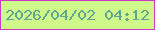 文字の大きさ：5、枠の色：cc36c9、背景の色：cff789、文字の色：5ca892 無料ブログパーツのブログ時計