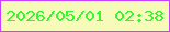 文字の大きさ：4、枠の色：cc3fff、背景の色：f6fbba、文字の色：32fa32 無料ブログパーツのブログ時計