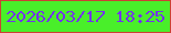 文字の大きさ：1、枠の色：cc4134、背景の色：49ef2a、文字の色：7433ed 無料ブログパーツのブログ時計